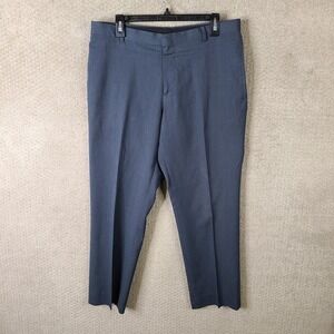 ASOS Pants Mens 34x28 Blue Slim Fit Dress‎ Trousers Flat Front Polyester Blend